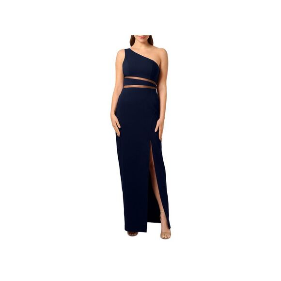 LIV FOSTER Dresses & Skirts - LIV FOSTER Womens Navy Mesh Inset Waist Lined Sleeveless Gown Dress 12